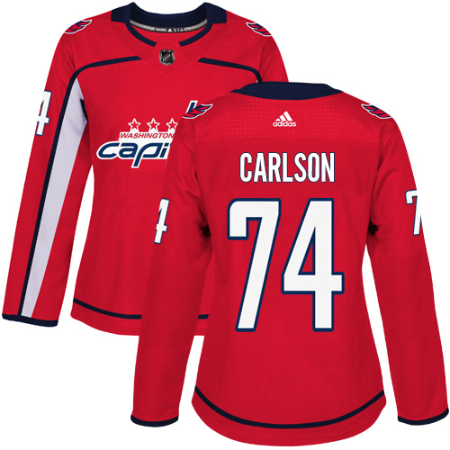 Adidas Washington Capitals 74 John Carlson Red Home Authentic Women Stitched NHL Jersey